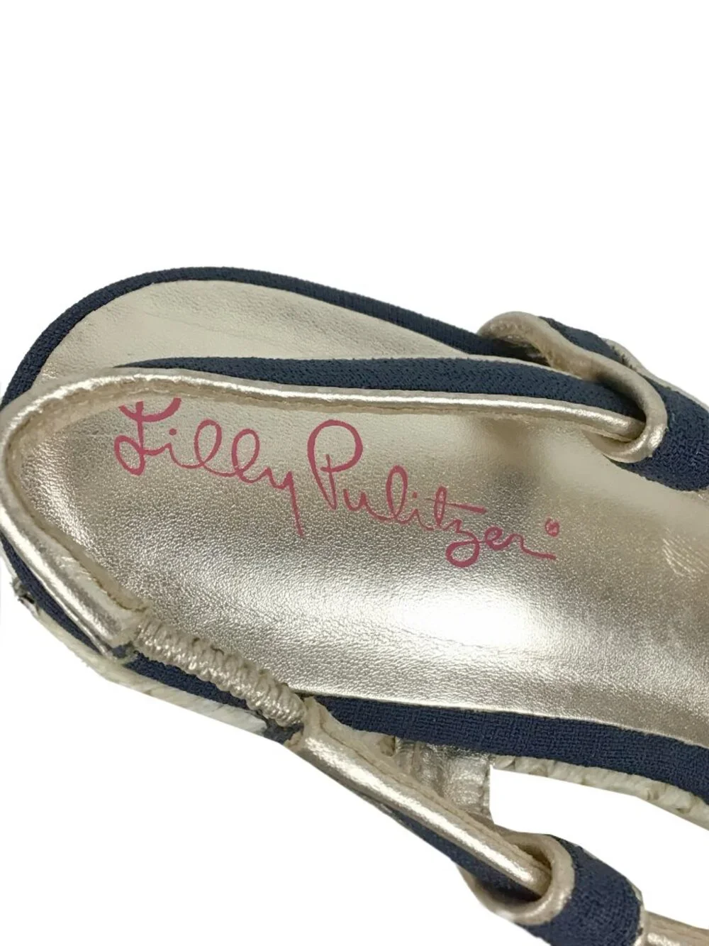 Lilly Pulitzer Navy Ashley Canvas Wedge Sandal NWOT